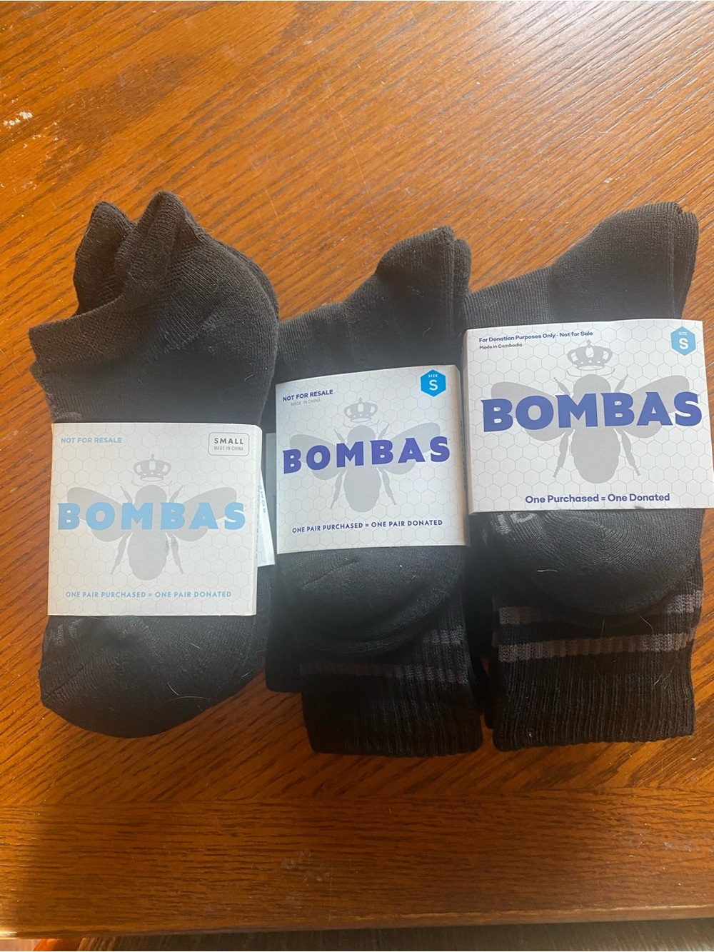 Bombas Black Athletic & Crew Sock 9 pair size Small